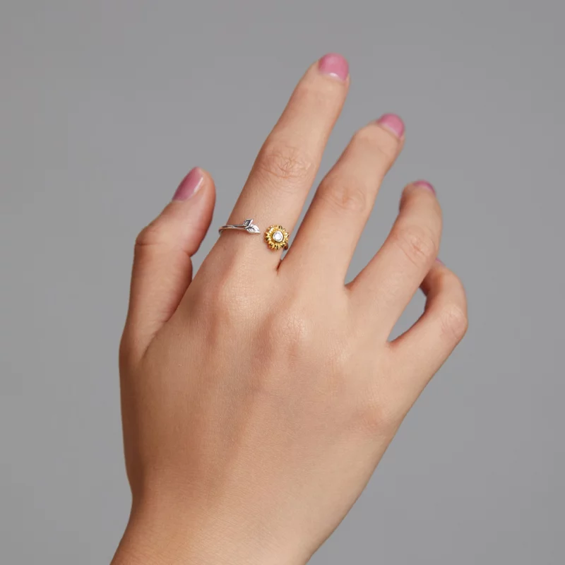 (image pour) Bague ouverte de style Pandora avec motif de fleur de soleil - BSR213 - Afficher 6