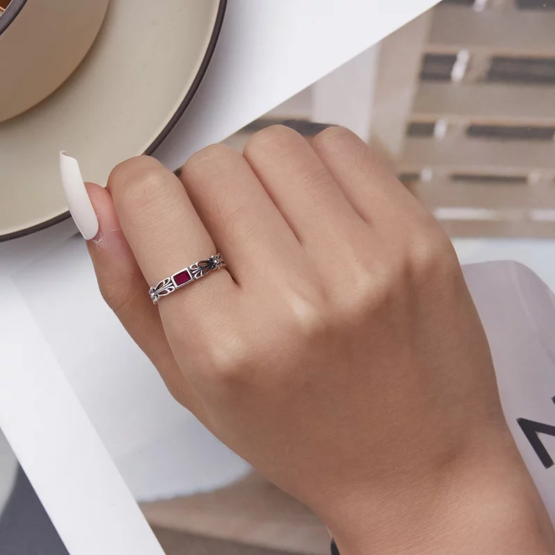 (image pour) Bague ouverte de style Pandora avec motif rétro - SCR880 - Afficher 6