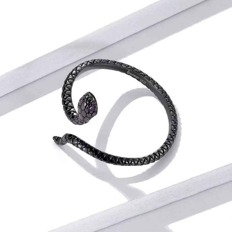 (image pour) Bague ouverte de style Pandora avec serpent mystique - BSR236 - Afficher 3