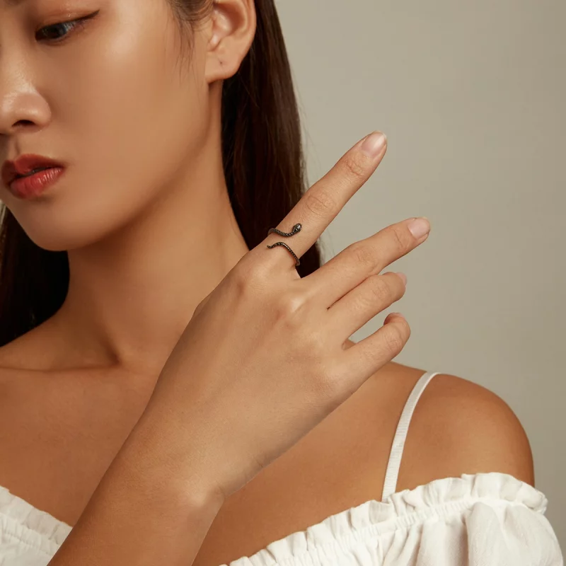 (image pour) Bague ouverte de style Pandora avec serpent mystique - BSR236 - Afficher 9