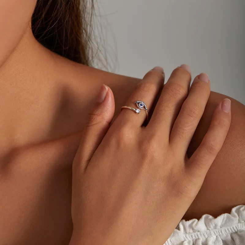 (image pour) Bague ouverte de style Pandora avec un œil de diable - BSR215 - Afficher 7