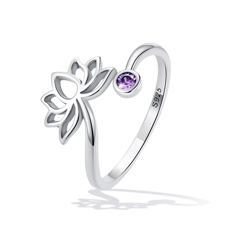 (image pour) Bague ouverte de style Pandora avec un simple motif de lotus - SCR821 - Afficher 2