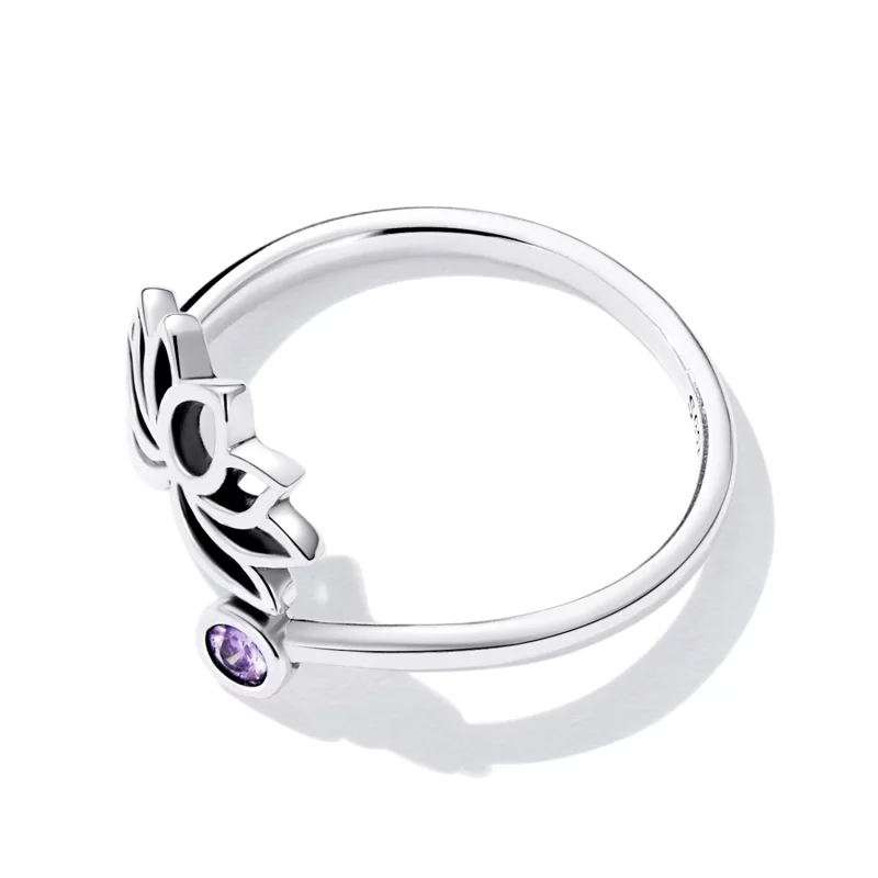 (image pour) Bague ouverte de style Pandora avec un simple motif de lotus - SCR821 - Afficher 4