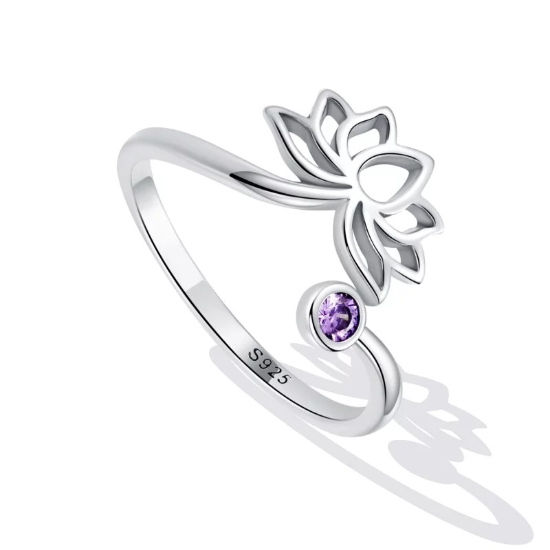 (image pour) Bague ouverte de style Pandora avec un simple motif de lotus - SCR821 - Afficher 5
