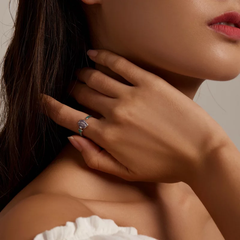 (image pour) Bague ouverte de style Pandora avec une fleur de carnation - SCR773 - Afficher 5