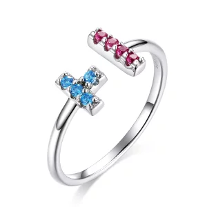 (image pour) Bague ouverte de style Tetris Pandora - BSR114
