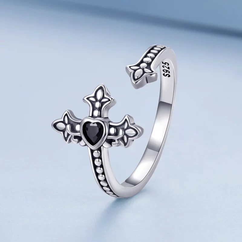 (image pour) Bague ouverte en forme de croix de style Pandora - BSR298 - Afficher 2
