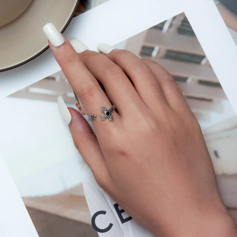 (image pour) Bague ouverte en forme de croix de style Pandora - BSR298 - Afficher 5