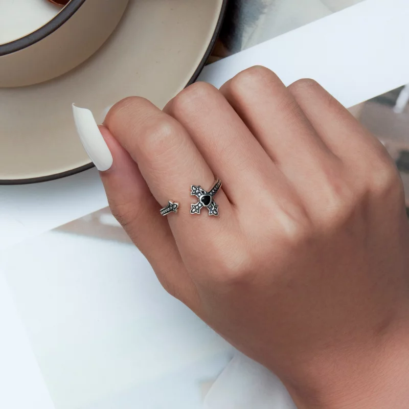 (image pour) Bague ouverte en forme de croix de style Pandora - BSR298 - Afficher 6