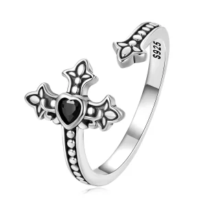 (image pour) Bague ouverte en forme de croix de style Pandora - BSR298