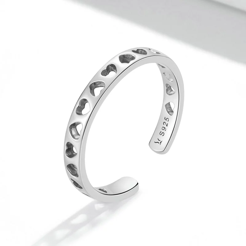 (image pour) Bague ouverte en forme de cœur ajouré de style Pandora - SCR765 - Afficher 2