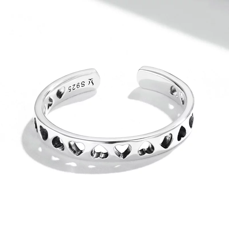 (image pour) Bague ouverte en forme de cœur ajouré de style Pandora - SCR765 - Afficher 3