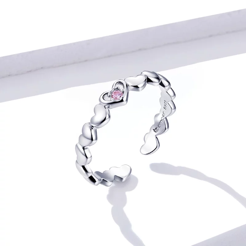 (image pour) Bague ouverte en forme de miroir en style Pandora avec cœur - BSR100 - Afficher 2