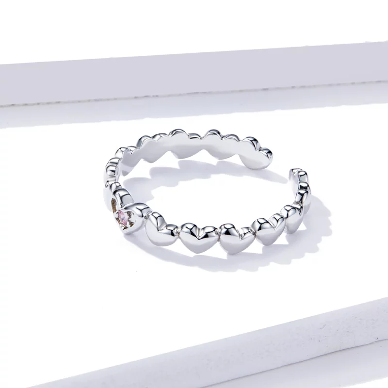 (image pour) Bague ouverte en forme de miroir en style Pandora avec cœur - BSR100 - Afficher 4