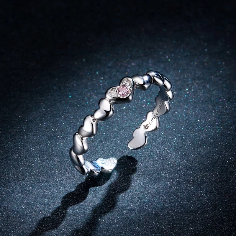 (image pour) Bague ouverte en forme de miroir en style Pandora avec cœur - BSR100 - Afficher 5