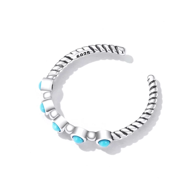 (image pour) Bague ouverte en forme de torsade avec pierre turquoise de style Pandora - SCR82 - Afficher 4