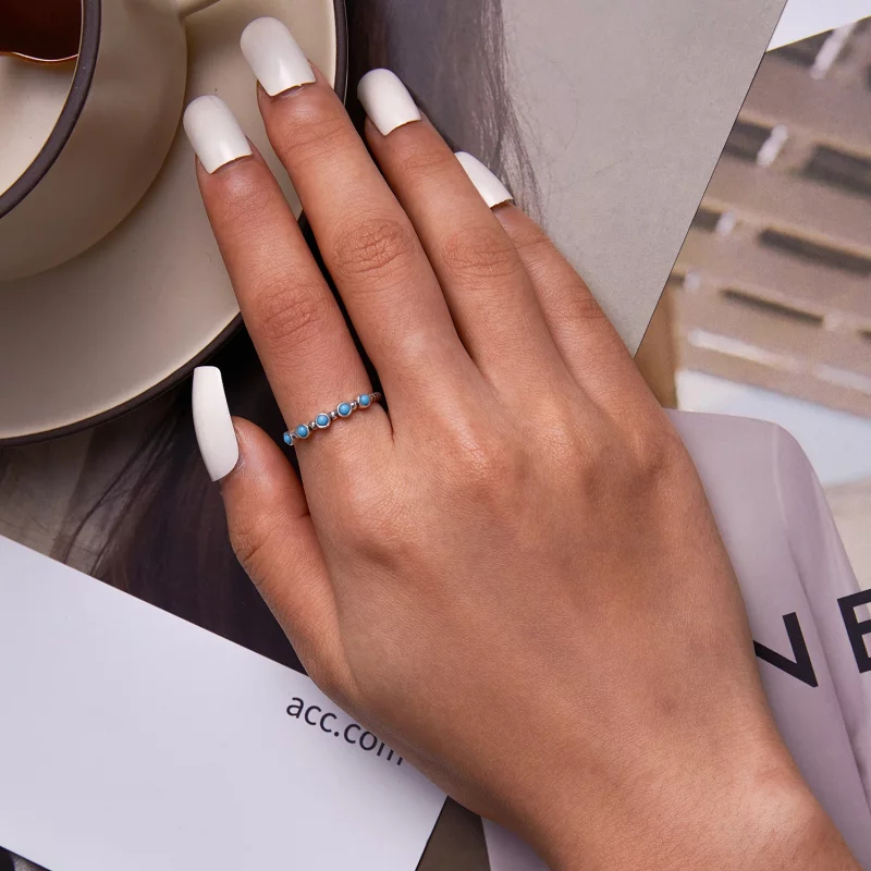 (image pour) Bague ouverte en forme de torsade avec pierre turquoise de style Pandora - SCR82 - Afficher 8