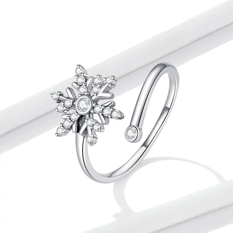 (image pour) Bague ouverte en style Pandora avec de magnifiques flocons de neige - BSR214 - Afficher 2
