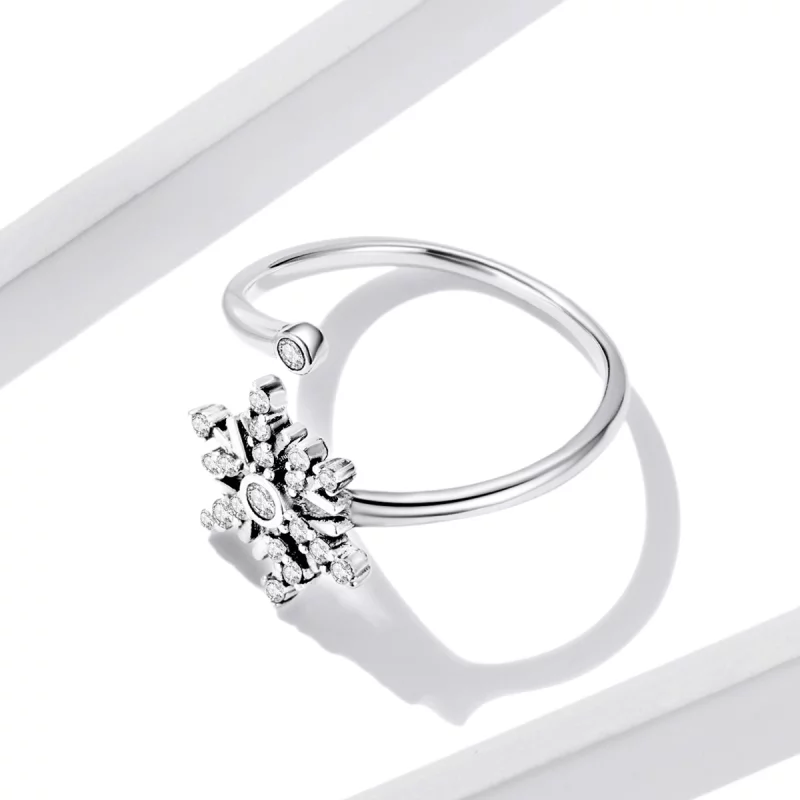 (image pour) Bague ouverte en style Pandora avec de magnifiques flocons de neige - BSR214 - Afficher 3