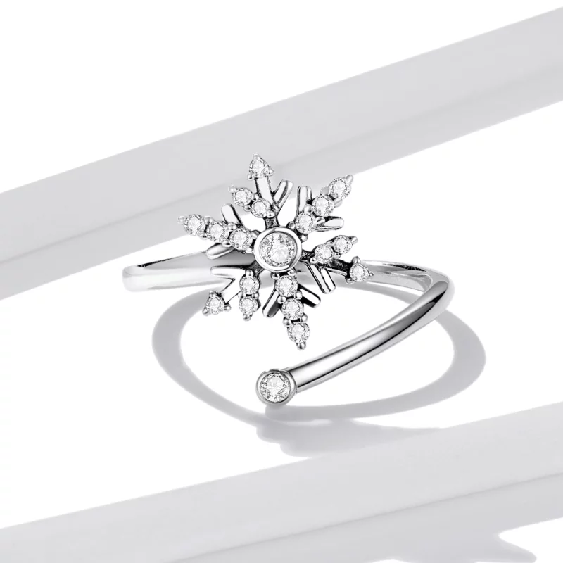 (image pour) Bague ouverte en style Pandora avec de magnifiques flocons de neige - BSR214 - Afficher 4