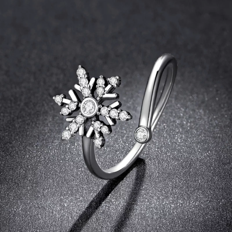 (image pour) Bague ouverte en style Pandora avec de magnifiques flocons de neige - BSR214 - Afficher 5