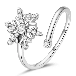 (image pour) Bague ouverte en style Pandora avec de magnifiques flocons de neige - BSR214