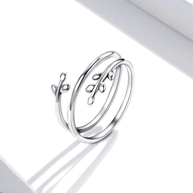 (image pour) Bague ouverte en style Pandora avec des cercles de feuilles - SCR755 - Afficher 2