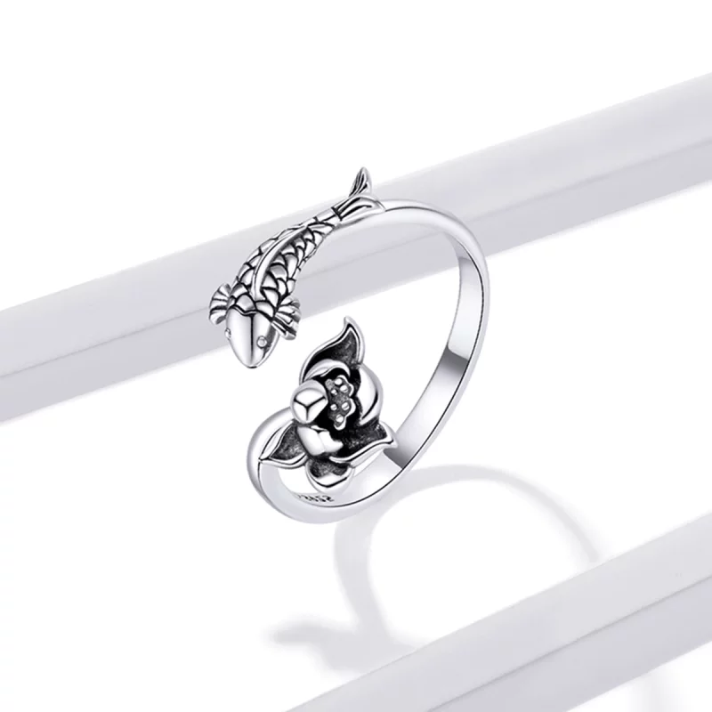 (image pour) Bague ouverte en style Pandora avec motif de carpes Koï et volants - BSR201 - Afficher 2