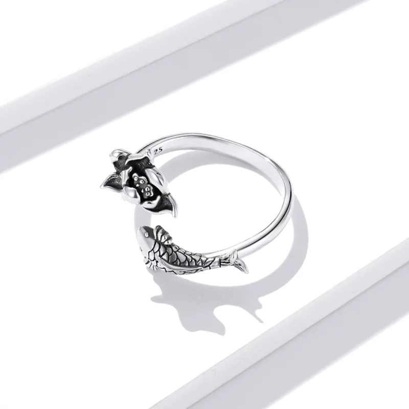 (image pour) Bague ouverte en style Pandora avec motif de carpes Koï et volants - BSR201 - Afficher 3