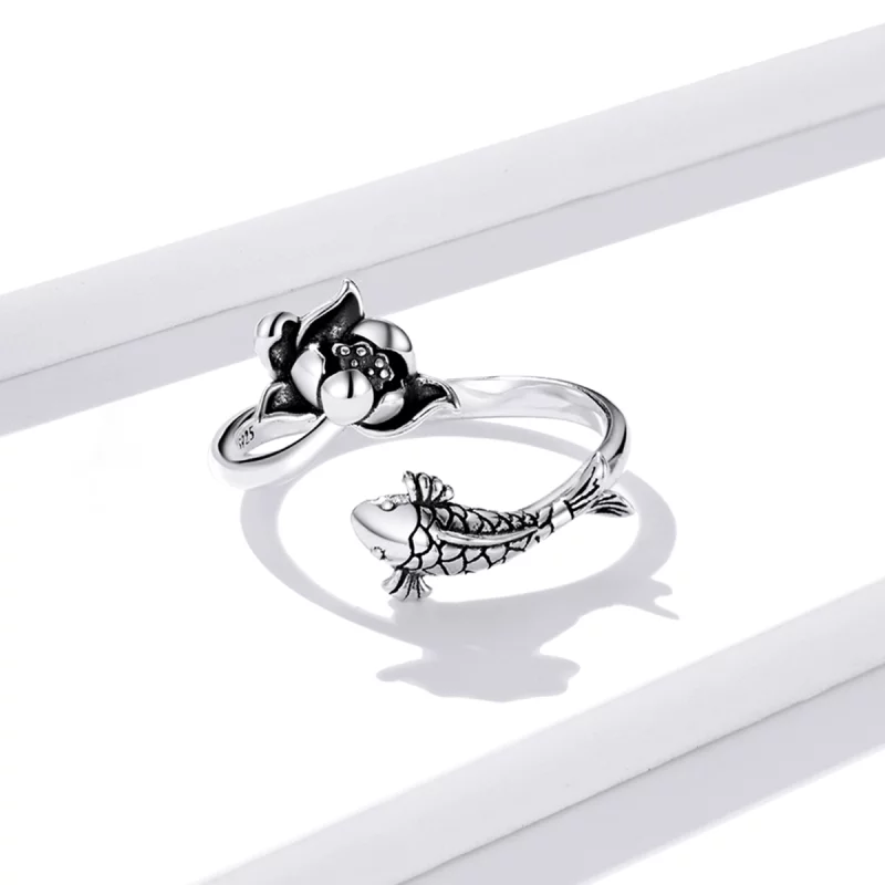 (image pour) Bague ouverte en style Pandora avec motif de carpes Koï et volants - BSR201 - Afficher 4