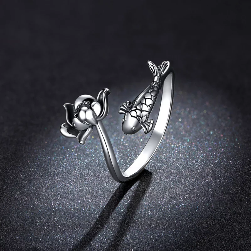 (image pour) Bague ouverte en style Pandora avec motif de carpes Koï et volants - BSR201 - Afficher 5