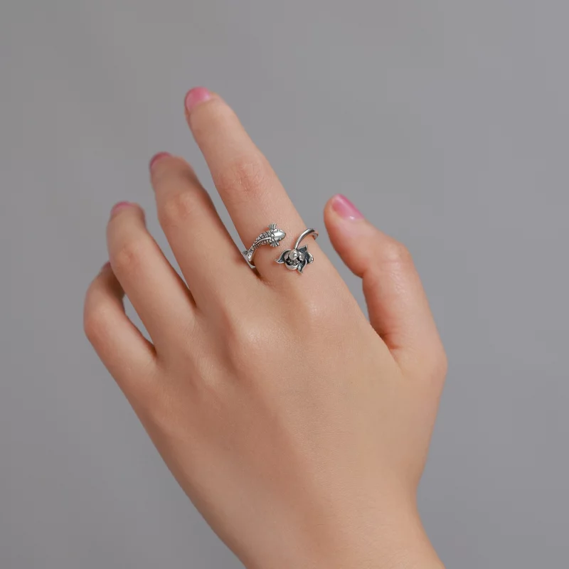 (image pour) Bague ouverte en style Pandora avec motif de carpes Koï et volants - BSR201 - Afficher 8