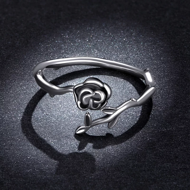 (image pour) Bague ouverte en style Pandora avec une rose épineuse - BSR196 - Afficher 5