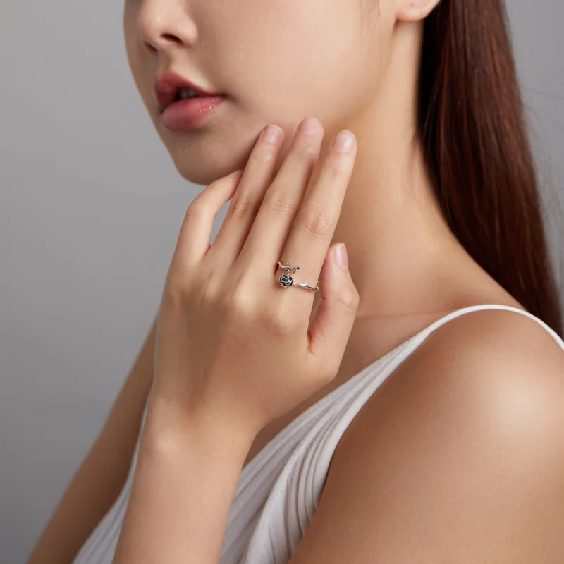 (image pour) Bague ouverte en style Pandora avec une rose épineuse - BSR196 - Afficher 7