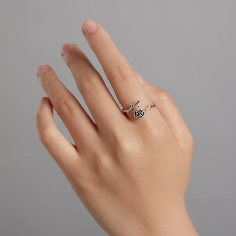 (image pour) Bague ouverte en style Pandora avec une rose épineuse - BSR196 - Afficher 8