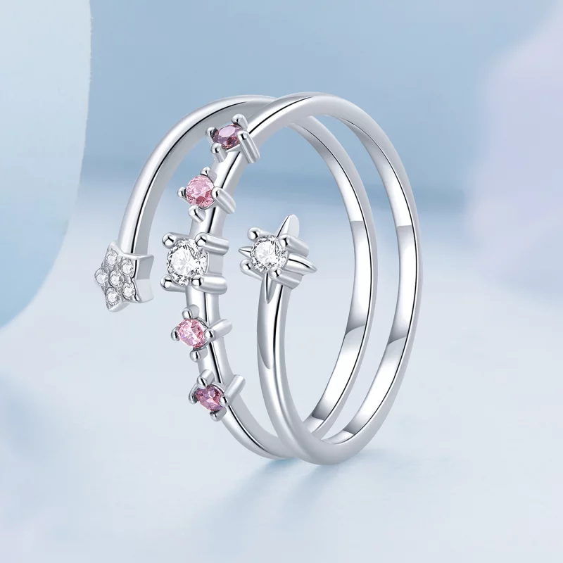 (image pour) Bague ouverte en étoiles à multiples couches de style Pandora - BSR310 - Afficher 2