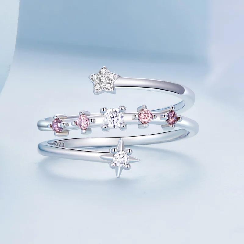 (image pour) Bague ouverte en étoiles à multiples couches de style Pandora - BSR310 - Afficher 3