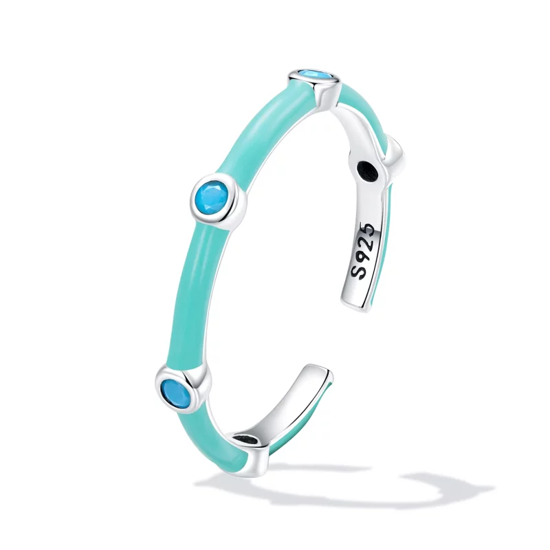 (image pour) Bague ouverte en turquoise délicate de style Pandora - SCR813 - Afficher 2