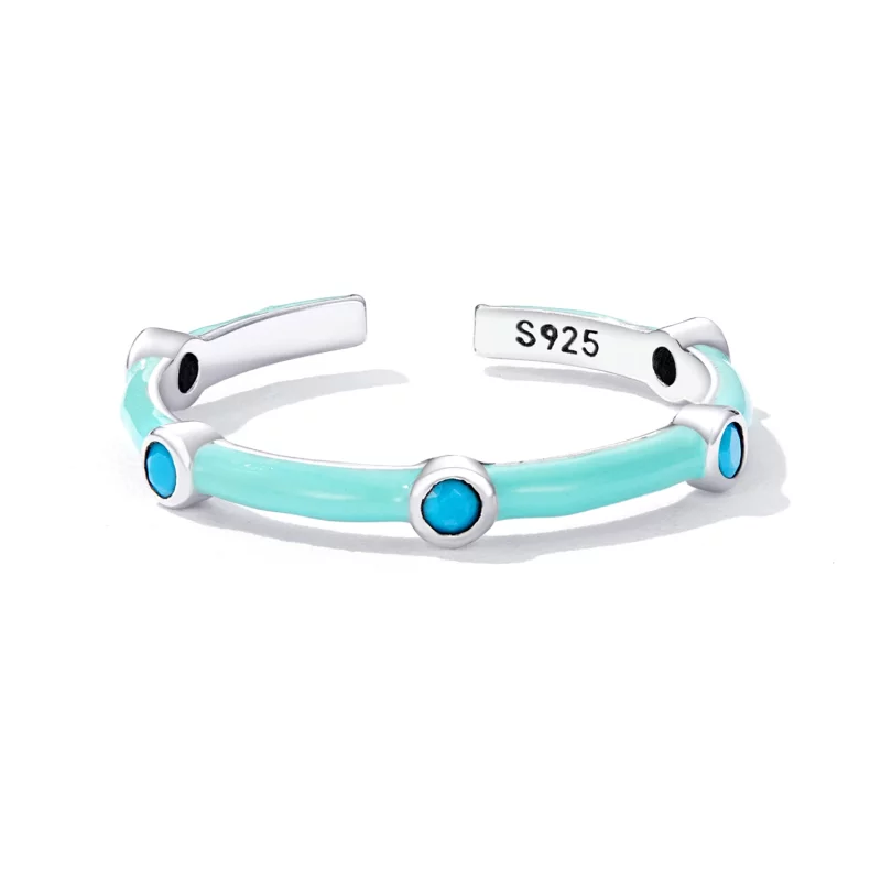 (image pour) Bague ouverte en turquoise délicate de style Pandora - SCR813 - Afficher 3