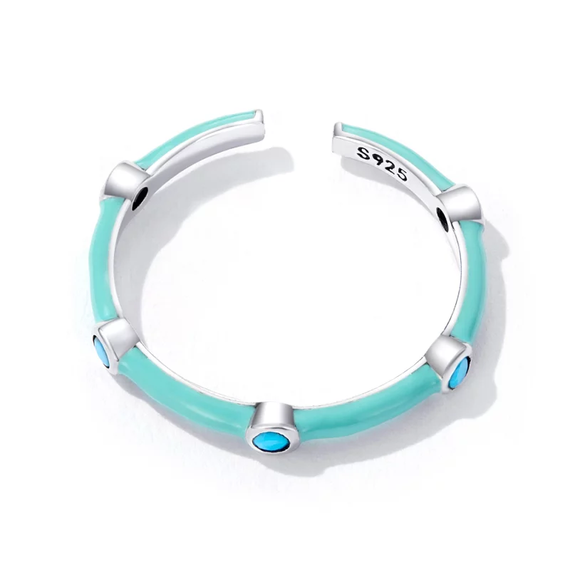 (image pour) Bague ouverte en turquoise délicate de style Pandora - SCR813 - Afficher 4