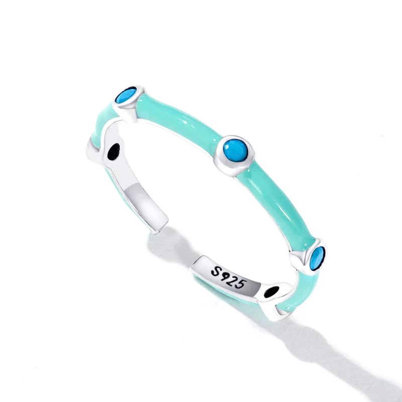 (image pour) Bague ouverte en turquoise délicate de style Pandora - SCR813 - Afficher 5