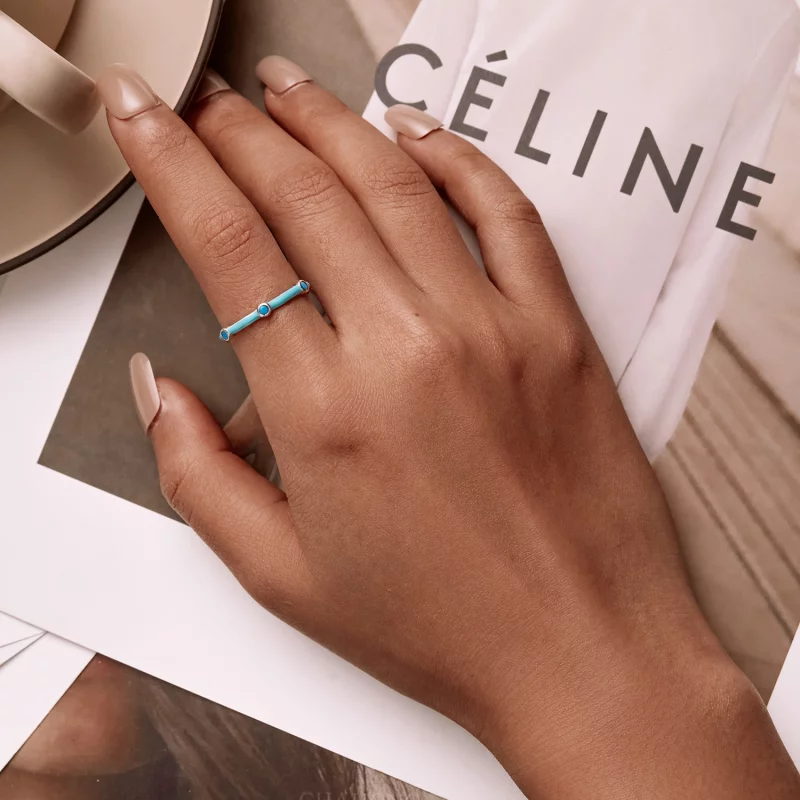 (image pour) Bague ouverte en turquoise délicate de style Pandora - SCR813 - Afficher 7