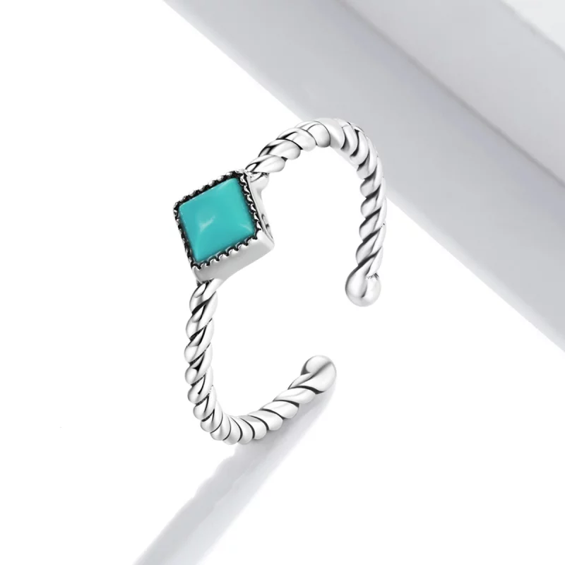 (image pour) Bague ouverte en turquoise géométrique de style Pandora - SCR753 - Afficher 2