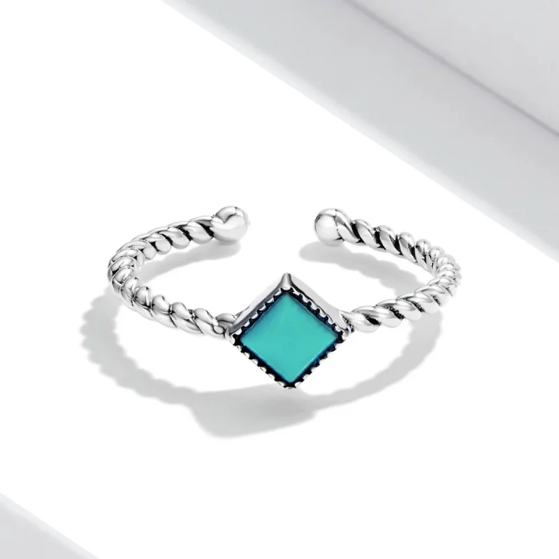 (image pour) Bague ouverte en turquoise géométrique de style Pandora - SCR753 - Afficher 3