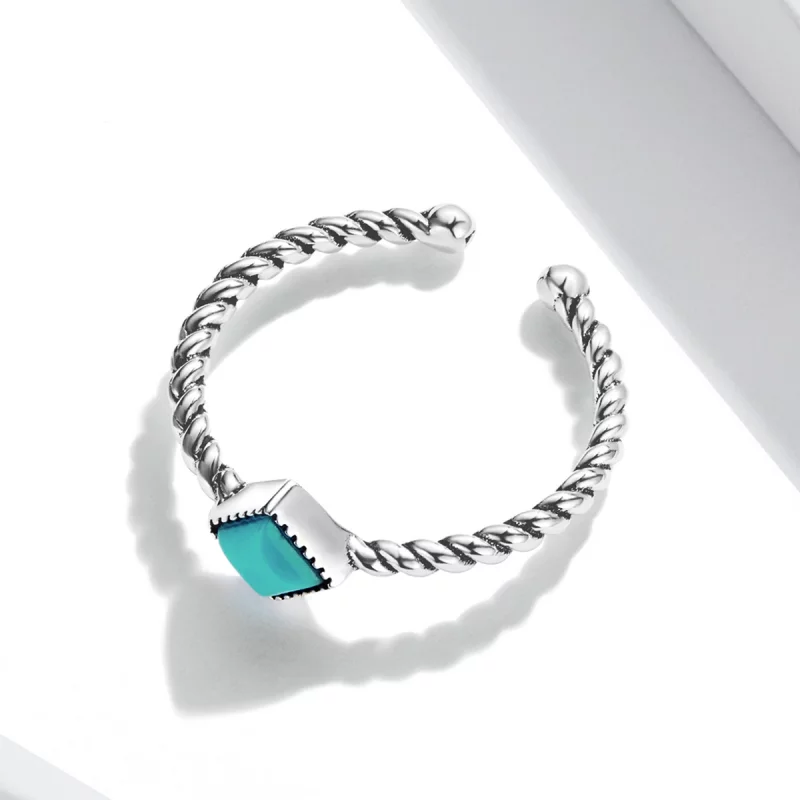(image pour) Bague ouverte en turquoise géométrique de style Pandora - SCR753 - Afficher 4