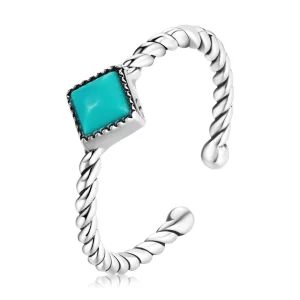 (image pour) Bague ouverte en turquoise géométrique de style Pandora - SCR753