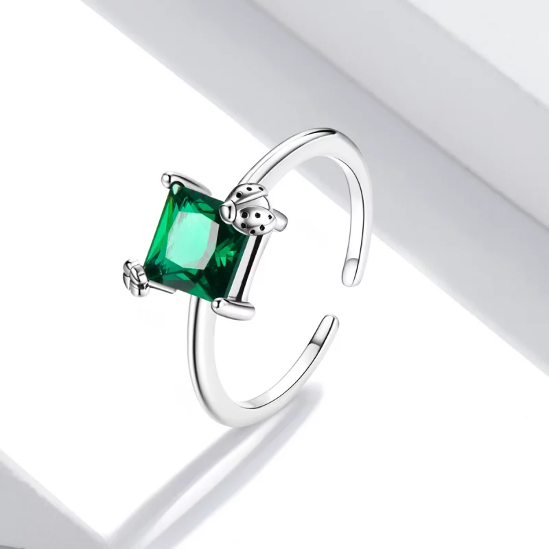 (image pour) Bague ouverte en zirconium vert de style Pandora - SCR754 - Afficher 2