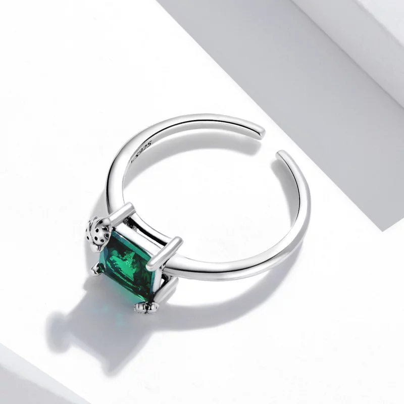(image pour) Bague ouverte en zirconium vert de style Pandora - SCR754 - Afficher 3