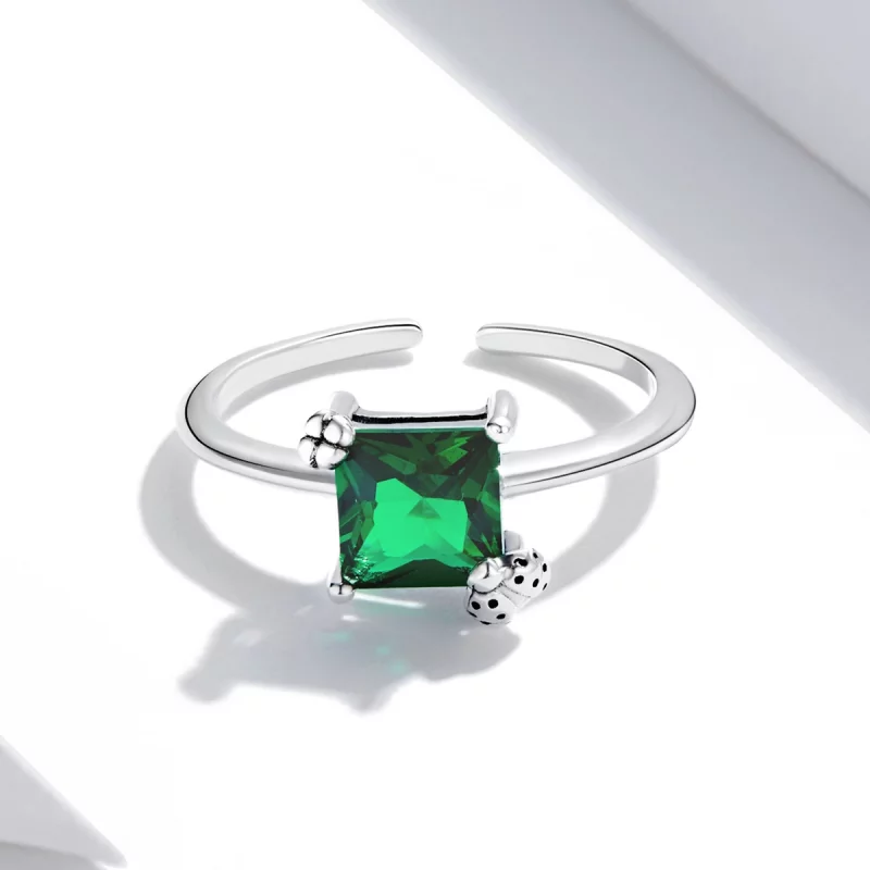 (image pour) Bague ouverte en zirconium vert de style Pandora - SCR754 - Afficher 4