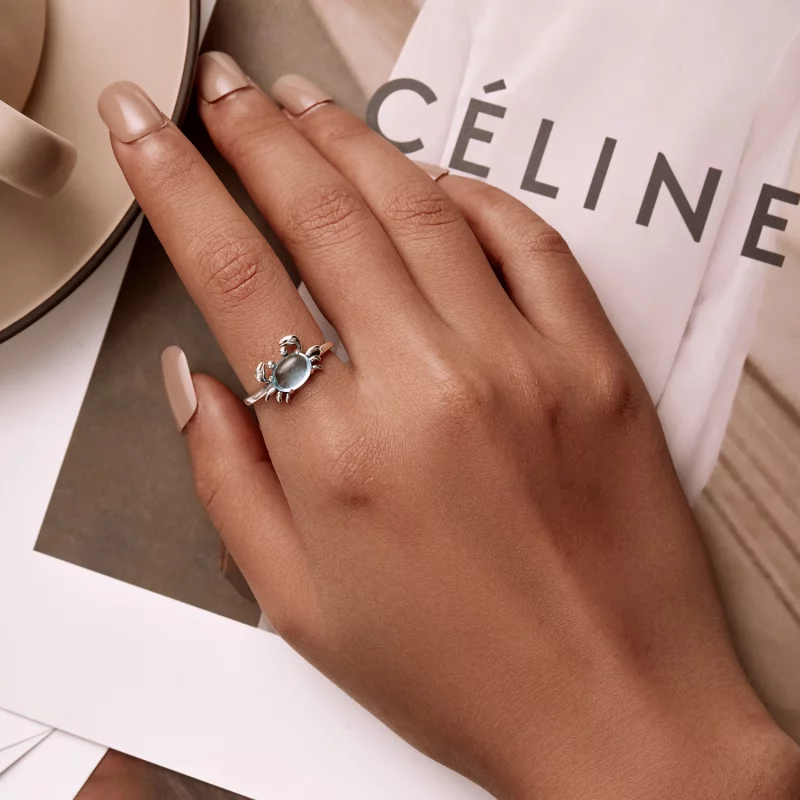 (image pour) Bague ouverte mignonne de style Pandora avec un crabe - SCR814 - Afficher 7